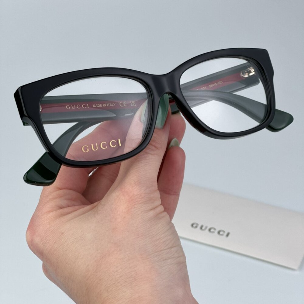 Gucci GG0278O 011 BRAND NEW Eyeglasses Black Multicolor Rectangle Women